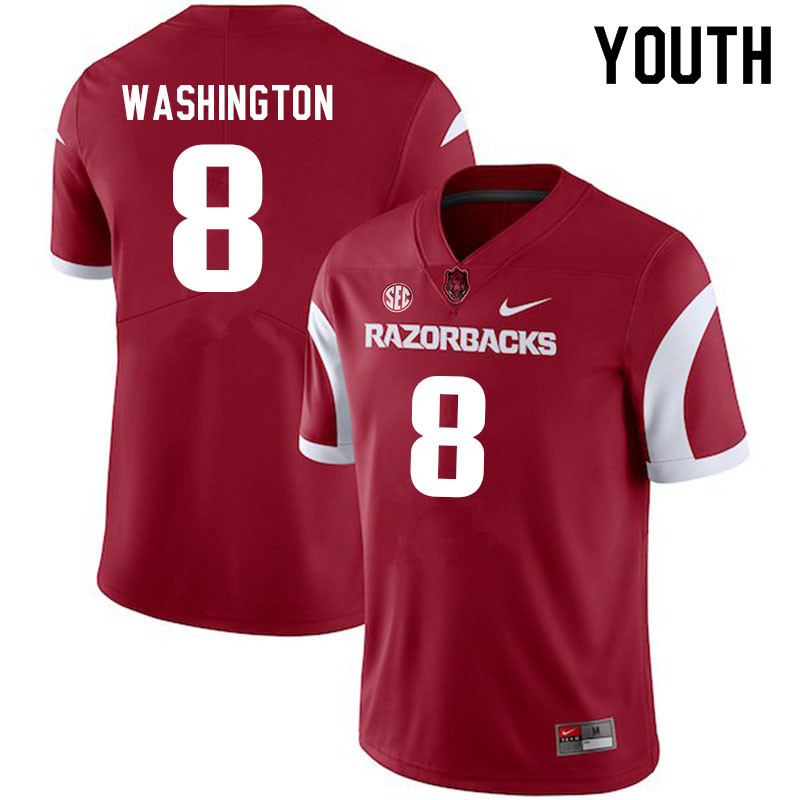 Youth #8 Ty Washington Arkansas Razorbacks College Football Jerseys Sale-Cardinal